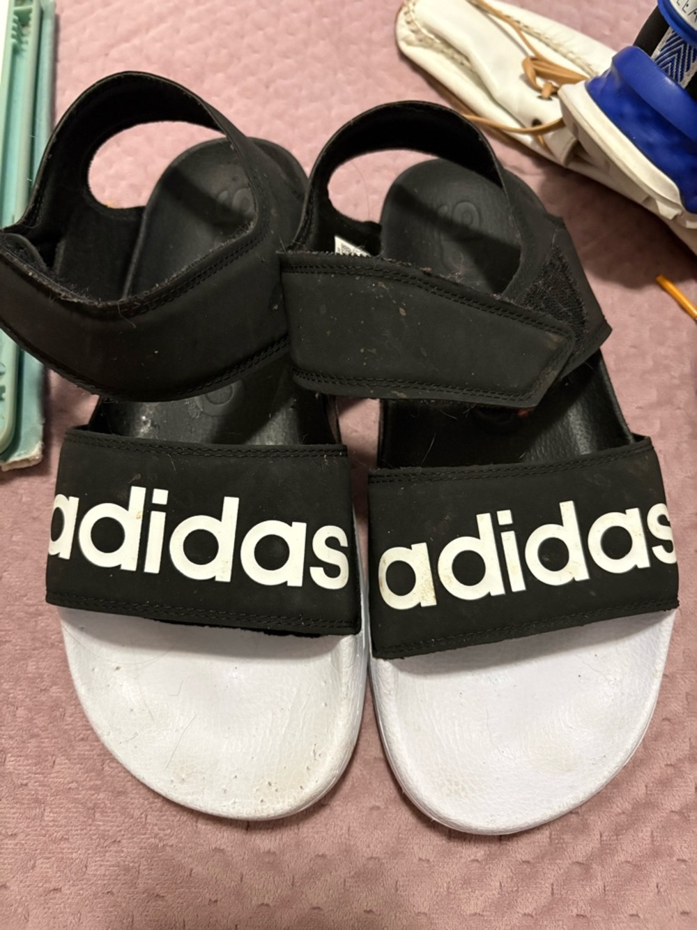 adidas Black and White Velcro Strap Sandals